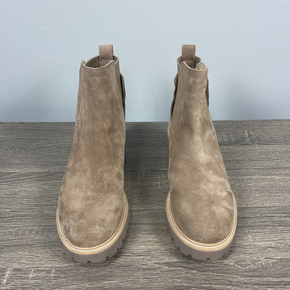 Dolce Vita Haily Boots Womens Size 8.5M Taupe Suede Leather Chunky Heel Chelsea - Picture 5 of 10
